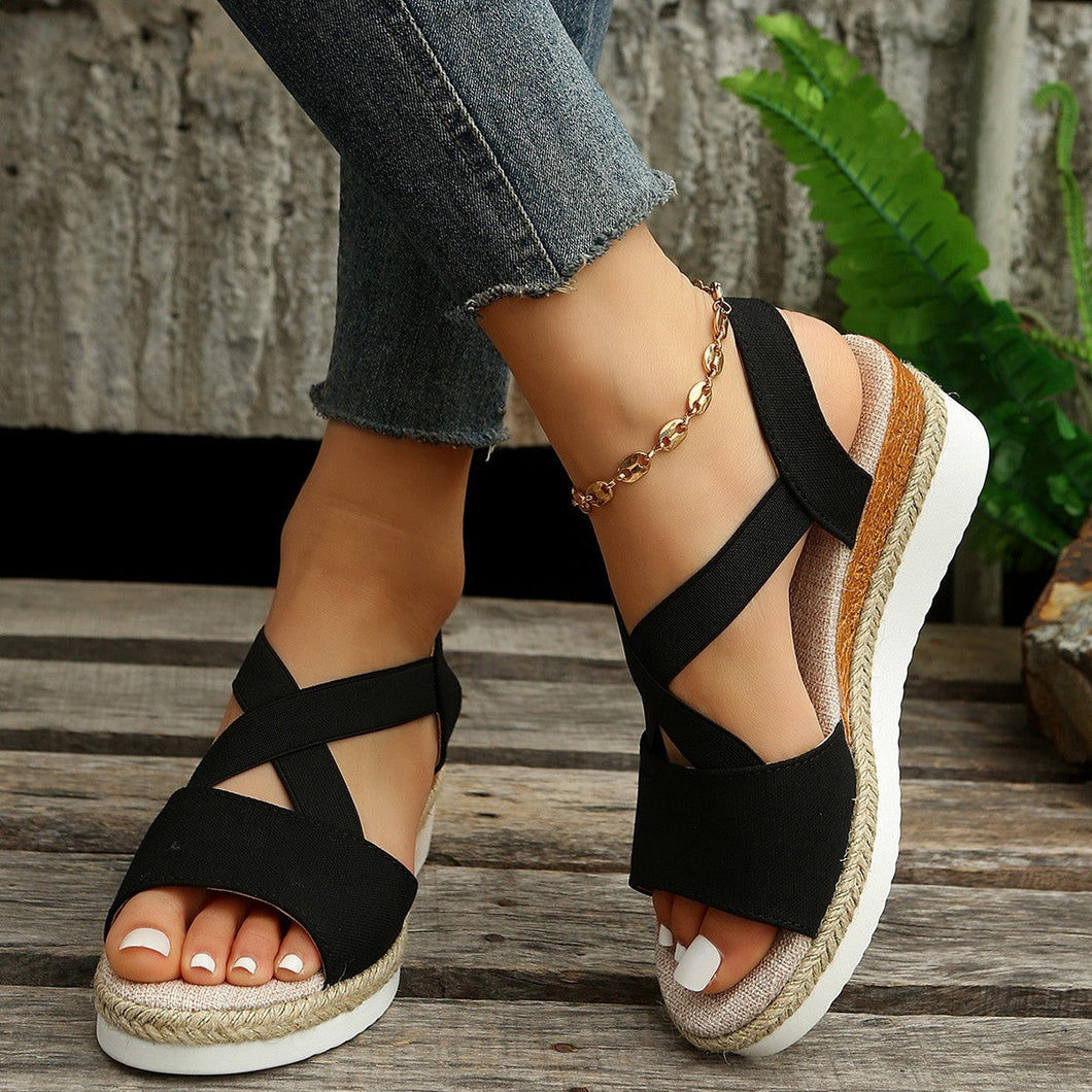 Libiyi Summer Flat Wedge Heel Fish Mouth Casual Women's Sandals - Libiyi