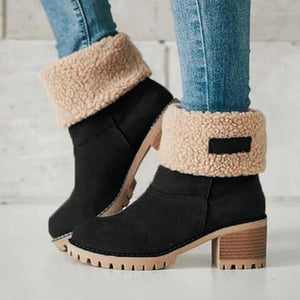 Women's Chunky Heel Round Toe Snow Boots - Keilini