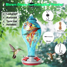 Cargar imagen en el visor de la galería, Hand Blown Glass Hummingbird Feeder - 25 Ounces - Libiyi