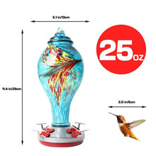 Laden Sie das Bild in den Galerie-Viewer, Hand Blown Glass Hummingbird Feeder - 25 Ounces - Libiyi