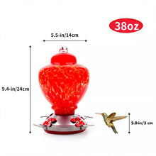 Cargar imagen en el visor de la galería, Hand Blown Glass Hummingbird Feeder  - 38 Ounces - Libiyi