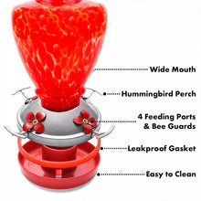 Carregar imagem no visualizador da galeria, Hand Blown Glass Hummingbird Feeder  - 38 Ounces - Libiyi