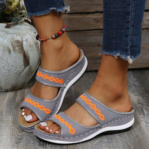 Stylish Wedge Cutout Comfortable Flat Slippers - Libiyi