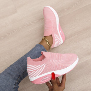 Women's low top fly woven casual sneakers - Libiyi