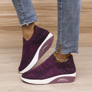 Women's low top fly woven casual sneakers - Libiyi