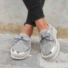 Cargar imagen en el visor de la galería, 👡Libiyi Women Shining Rhinestone Slip-on Loafers with Cute Bowknot - Libiyi