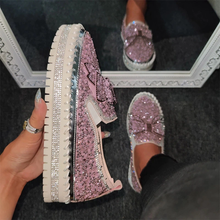 Carregar imagem no visualizador da galeria, 👡Libiyi Women Shining Rhinestone Slip-on Loafers with Cute Bowknot - Libiyi