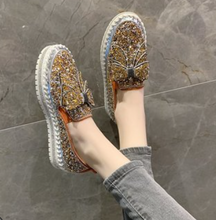 Cargar imagen en el visor de la galería, 👡Libiyi Women Shining Rhinestone Slip-on Loafers with Cute Bowknot - Libiyi