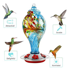 Charger l&#39;image dans la galerie, Hand Blown Glass Hummingbird Feeder - 25 Ounces - Libiyi