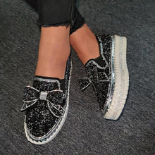 Carregar imagem no visualizador da galeria, 👡Libiyi Women Shining Rhinestone Slip-on Loafers with Cute Bowknot - Libiyi