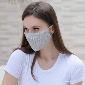 Fashion shiny Facewashable And Reusable Outdoor Sequined Cover Face-Mask - Libiyi