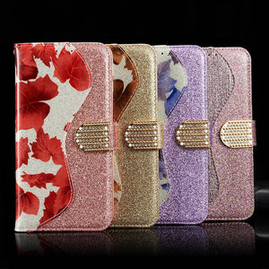 Leather Glitter Rhinestone Flip Case For Samsung - Libiyi