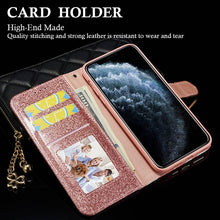 Cargar imagen en el visor de la galería, Leather Glitter Rhinestone Flip Case For Samsung - Libiyi