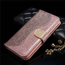 Carregar imagem no visualizador da galeria, Leather Glitter Rhinestone Flip Case For Samsung - Libiyi