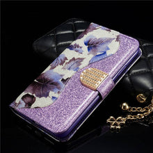 Charger l&#39;image dans la galerie, Leather Glitter Rhinestone Flip Case For Samsung - Libiyi