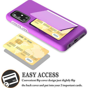 Armor Protective Card Holder Case for Samsung A Series With 2-Pack Screen Protectors - Libiyi