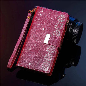 Glitter Sparkly Girly Bling Leather Flip Cover For Samsung S Series - Libiyi