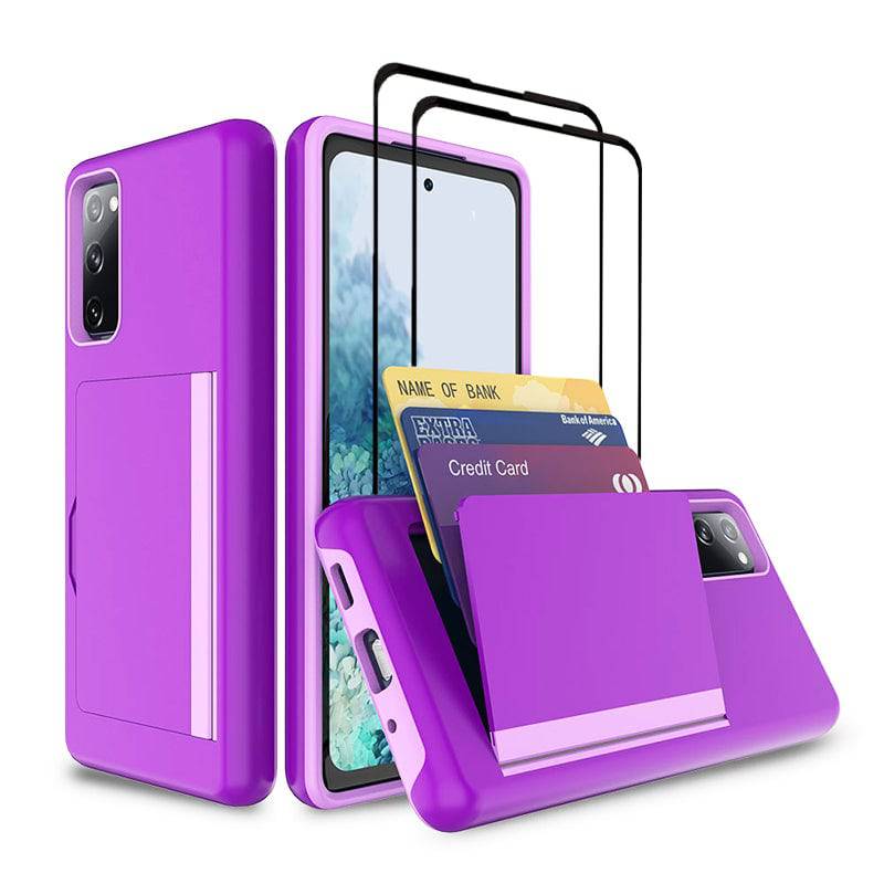 Armor Protective Card Holder Case for Samsung S20 FE With 2-Pack Screen Protectors - Libiyi