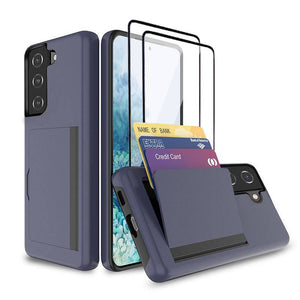 Armor Protective Card Holder Case for Samsung S21 Plus(5G) With 2-Pack Screen Protectors - Libiyi