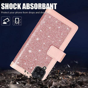 Bling Wallet Case with Wrist Strap for Samsung A12 - Libiyi