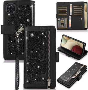 Bling Wallet Case with Wrist Strap for Samsung A12 - Libiyi