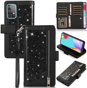 Bling Wallet Case with Wrist Strap for Samsung A52(4G/5G) - Libiyi