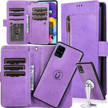 Cargar imagen en el visor de la galería, Detachable Flip Folio Zipper Purse Phone Case For Samsung A Series - Libiyi