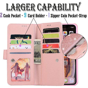 Bling Wallet Case with Wrist Strap for iPhone - Libiyi