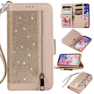 Bling Wallet Case with Wrist Strap for iPhone - Libiyi