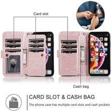 Load image into Gallery viewer, Detachable Flip Folio Zipper Purse Phone Case for iPhone 12 Series - Libiyi