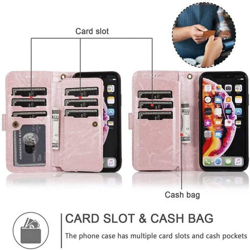 Detachable Flip Folio Zipper Purse Phone Case for iPhone 12 Series - Libiyi