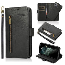 Load image into Gallery viewer, Detachable Flip Folio Zipper Purse Phone Case for iPhone 12 Series - Libiyi