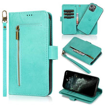 Load image into Gallery viewer, Detachable Flip Folio Zipper Purse Phone Case for iPhone 12 Series - Libiyi