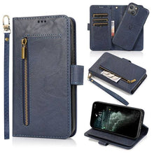 Load image into Gallery viewer, Detachable Flip Folio Zipper Purse Phone Case for iPhone 12 Series - Libiyi