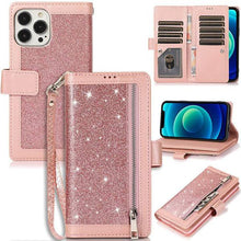 Load image into Gallery viewer, Bling Wallet Case with Wrist Strap for iPhone 13 Series - Libiyi