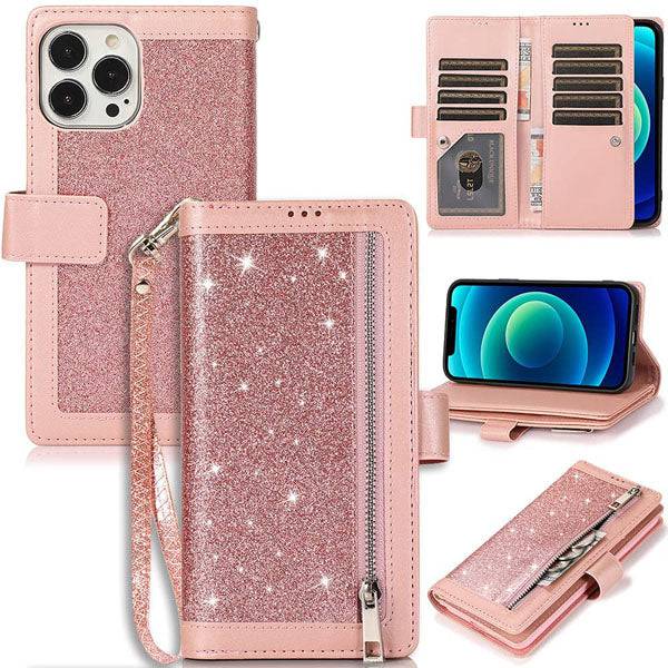 Bling Wallet Case with Wrist Strap for iPhone 13 Series - Libiyi