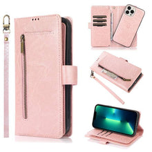 Load image into Gallery viewer, Detachable Flip Folio Zipper Purse Phone Case for iPhone - Libiyi