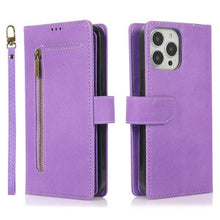 Load image into Gallery viewer, Detachable Flip Folio Zipper Purse Phone Case for iPhone - Libiyi