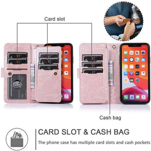 Detachable Flip Folio Zipper Purse Phone Case for iPhone XR - Libiyi