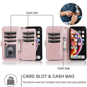 Detachable Flip Folio Zipper Purse Phone Case for iPhone Xs Max - Libiyi