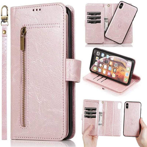 Detachable Flip Folio Zipper Purse Phone Case for iPhone Xs Max - Libiyi