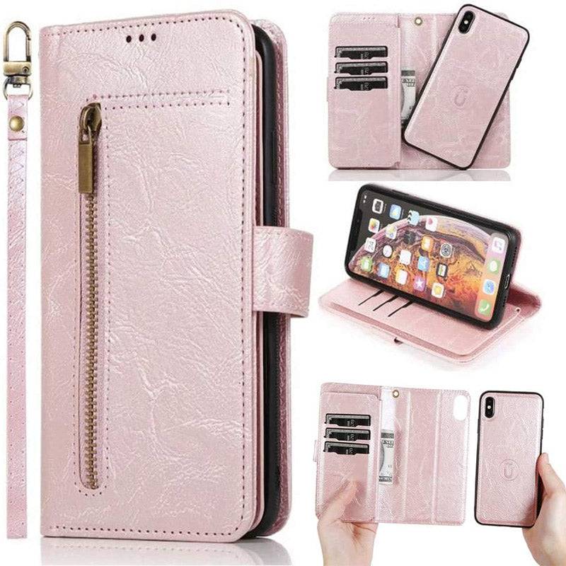 Detachable Flip Folio Zipper Purse Phone Case for iPhone Xs Max - Libiyi