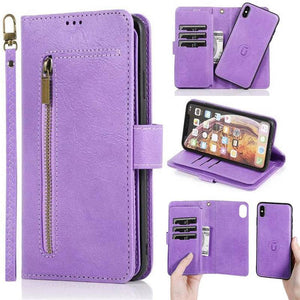 Detachable Flip Folio Zipper Purse Phone Case for iPhone Xs Max - Libiyi