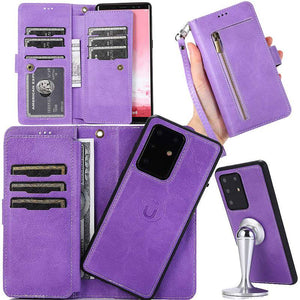 Detachable Flip Folio Zipper Purse Phone Case for Samsung S20 Series - Libiyi