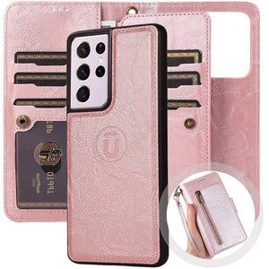 Detachable Flip Zipper Purse Phone Case For Samsung S21 Series - Libiyi