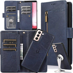 Detachable Flip Zipper Purse Phone Case For Samsung S21 Series - Libiyi