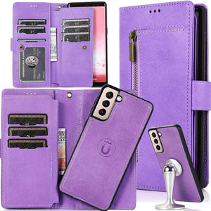 Detachable Flip Zipper Purse Phone Case For Samsung S21 Series - Libiyi