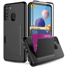 Carregar imagem no visualizador da galeria, Armor Protective Card Holder Case for Samsung A21(US) With 1 PACK Screen Protector - Libiyi