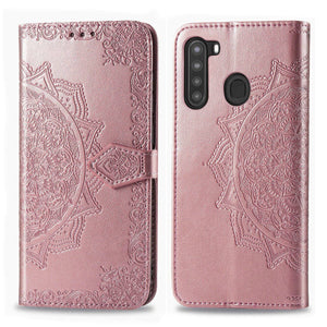 2022 Luxury Embossed Mandala Leather Wallet Flip Case for Samsung A21 - Libiyi