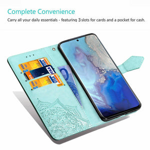 2022 Luxury Embossed Mandala Leather Wallet Flip Case for Samsung A21 - Libiyi